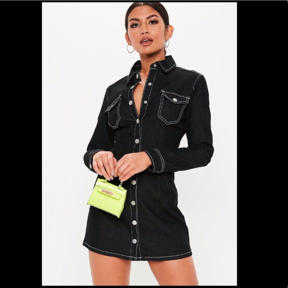 Missguided denim button through dress